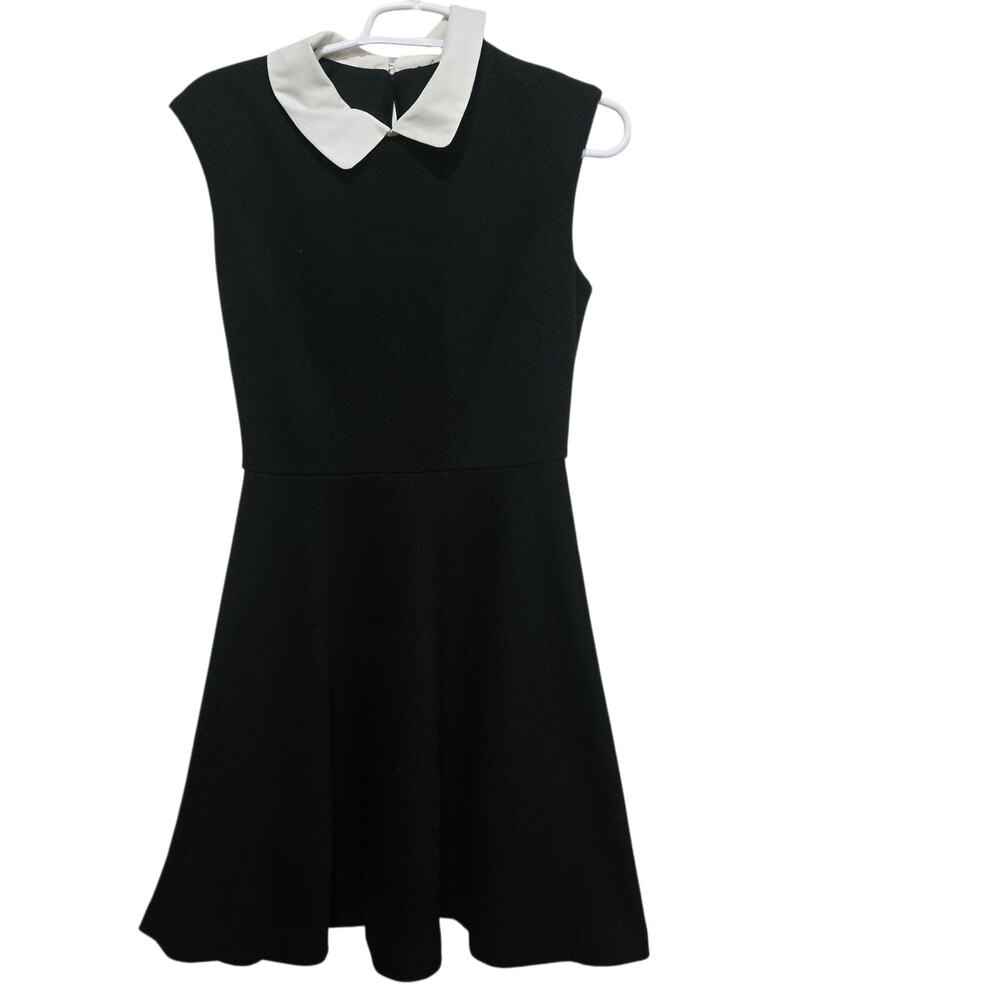 Betsey Johnson Black Ivory Peter Pan Collar Fit Flare Dress 4